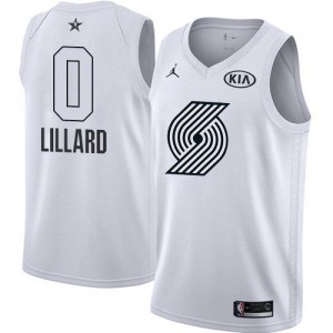 Maillot Basket Lillard Portland Trail Blazers 2018 All-Star Game Jordan Brand #0 Homme Blanc