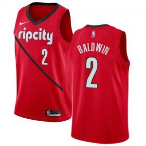 Nike NBA Maillot Baldwin Portland Trail Blazers Earned Edition Homme #2 Rouge