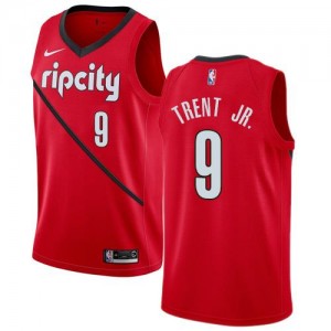 Nike Maillots Trent Jr. Portland Trail Blazers Rouge Earned Edition Homme No.9