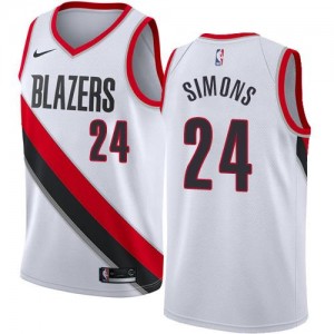 Nike Maillots De Basket Simons Blazers Association Edition Homme Blanc #24