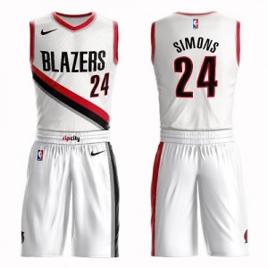 Nike NBA Maillot Basket Simons Portland Trail Blazers Blanc No.24 Suit Association Edition Enfant
