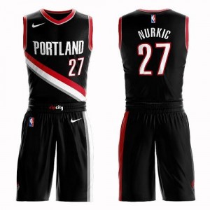 Nike NBA Maillots Jusuf Nurkic Portland Trail Blazers Suit Icon Edition #27 Enfant Noir
