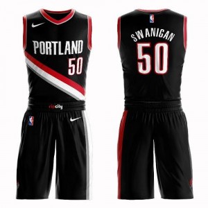 Nike NBA Maillots Swanigan Portland Trail Blazers No.50 Noir Homme Suit Icon Edition