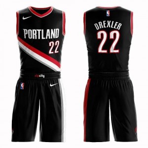 Nike NBA Maillot Clyde Drexler Portland Trail Blazers Homme Noir No.22 Suit Icon Edition
