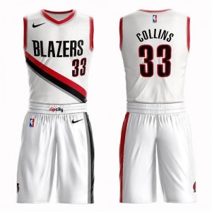 Maillots Basket Collins Blazers Suit Association Edition Nike #33 Blanc Homme