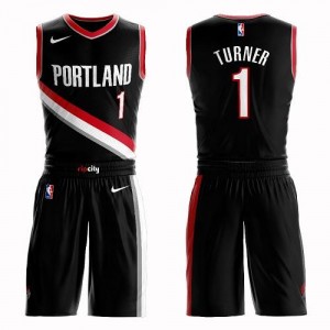 Nike Maillot Turner Portland Trail Blazers Noir No.1 Homme Suit Icon Edition