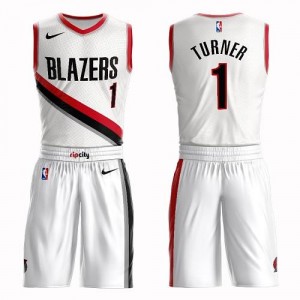 Nike NBA Maillot Turner Portland Trail Blazers Enfant #1 Blanc Suit Association Edition
