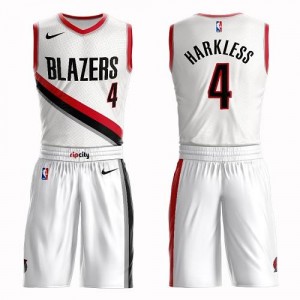 Nike Maillots Basket Harkless Portland Trail Blazers Enfant Blanc Suit Association Edition #4