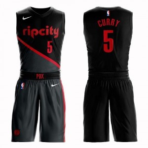 Nike NBA Maillots De Basket Seth Curry Portland Trail Blazers Homme #5 Suit City Edition Noir