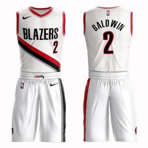Nike Maillot Basket Wade Baldwin Portland Trail Blazers No.2 Suit Association Edition Homme Blanc