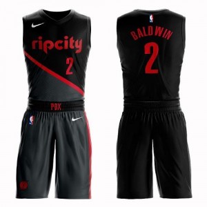 Nike Maillots De Basket Wade Baldwin Blazers Noir #2 Homme Suit City Edition