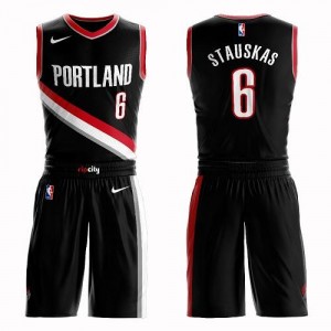 Nike NBA Maillot De Nik Stauskas Portland Trail Blazers Suit Icon Edition Enfant Noir #6