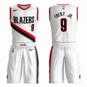 Nike NBA Maillots De Basket Trent Jr. Blazers Blanc No.9 Suit Association Edition Enfant