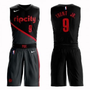 Maillots Basket Gary Trent Jr. Blazers No.9 Homme Nike Noir Suit City Edition