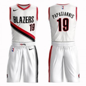 Nike Maillots De Basket Georgios Papagiannis Portland Trail Blazers Enfant Blanc Suit Association Edition #19