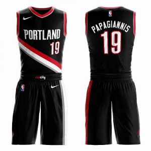 Nike NBA Maillots Georgios Papagiannis Blazers Enfant Noir No.19 Suit Icon Edition