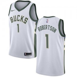 Nike NBA Maillots Basket Oscar Robertson Milwaukee Bucks Association Edition Blanc Homme No.1