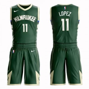 Nike NBA Maillot Lopez Milwaukee Bucks vert No.11 Suit Icon Edition Enfant