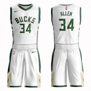 Nike NBA Maillots De Allen Bucks Blanc Homme Suit Association Edition #34