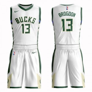 Nike NBA Maillots De Brogdon Milwaukee Bucks No.13 Blanc Enfant Suit Association Edition