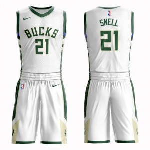 Nike NBA Maillot Basket Snell Milwaukee Bucks Blanc #21 Suit Association Edition Homme
