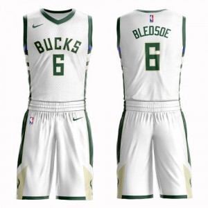 Nike NBA Maillots Eric Bledsoe Milwaukee Bucks Blanc #6 Homme Suit Association Edition