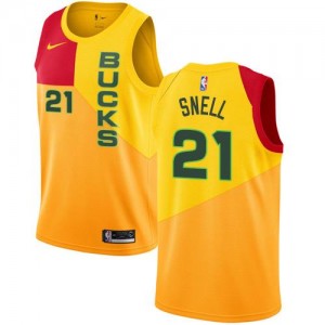 Maillot Basket Tony Snell Bucks No.21 Jaune Enfant City Edition Nike