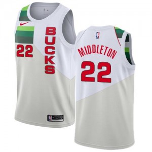 Nike NBA Maillot Basket Khris Middleton Milwaukee Bucks #22 Earned Edition Homme Blanc