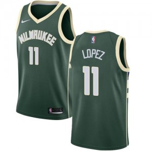 Nike Maillots De Brook Lopez Milwaukee Bucks #11 Enfant vert Icon Edition