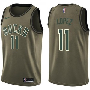 Nike Maillots De Lopez Milwaukee Bucks #11 Salute to Service Homme vert