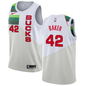Nike NBA Maillot Basket Vin Baker Bucks Blanc No.42 Earned Edition Enfant