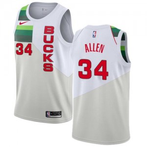 Maillots Allen Bucks Blanc Nike Enfant #34 Earned Edition
