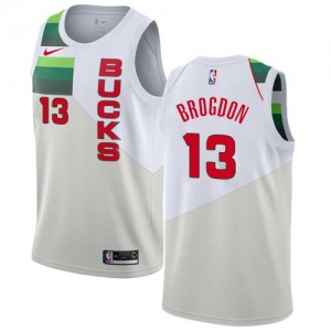 Nike NBA Maillots De Basket Malcolm Brogdon Bucks No.13 Earned Edition Blanc Homme