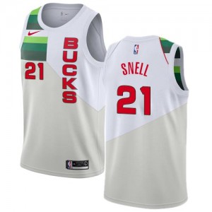 Nike NBA Maillots Tony Snell Milwaukee Bucks #21 Blanc Earned Edition Homme