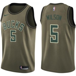 Nike Maillots De Basket Wilson Milwaukee Bucks vert Homme Salute to Service #5