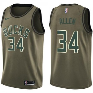 Nike Maillots Ray Allen Milwaukee Bucks vert #34 Homme Salute to Service