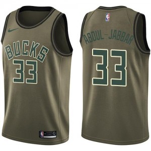 Nike NBA Maillots De Abdul-Jabbar Bucks Homme No.33 vert Salute to Service