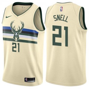 Nike Maillots Basket Snell Bucks City Edition #21 Blanc laiteux Homme
