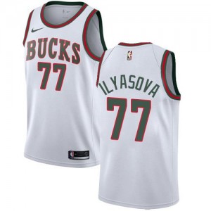 Nike NBA Maillots Basket Ersan Ilyasova Bucks Blanc Homme Hardwood Classics #77