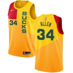 Nike NBA Maillots De Allen Milwaukee Bucks City Edition Enfant No.34 Jaune