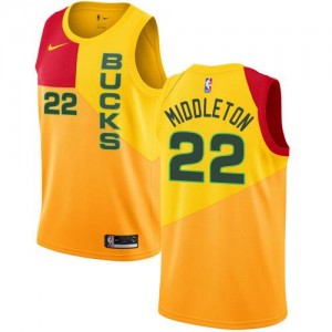 Nike NBA Maillots De Middleton Bucks No.22 Jaune City Edition Homme
