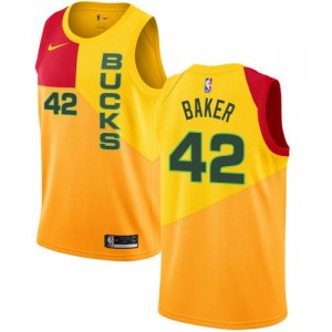 Maillot Basket Vin Baker Bucks No.42 Homme Nike City Edition Jaune