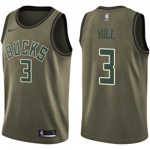 Nike Maillots De Basket George Hill Bucks Homme No.3 Salute to Service vert