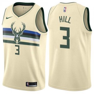 Nike NBA Maillots Basket George Hill Bucks Blanc laiteux Homme #3 City Edition