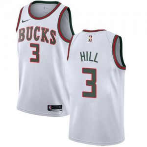 Nike NBA Maillot Basket George Hill Milwaukee Bucks Blanc Hardwood Classics No.3 Homme