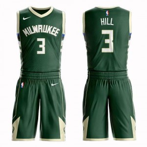 Nike NBA Maillots Basket Hill Bucks Suit Icon Edition #3 Enfant vert