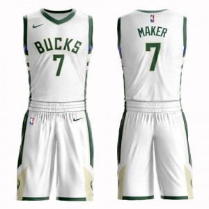 Nike Maillot De Thon Maker Milwaukee Bucks #7 Suit Association Edition Homme Blanc