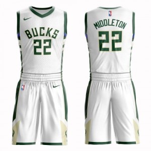 Nike NBA Maillots Khris Middleton Milwaukee Bucks Suit Association Edition Enfant Blanc #22