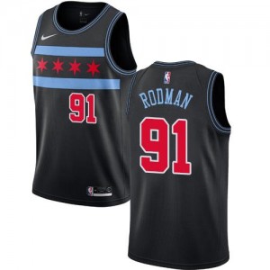 Maillot Basket Dennis Rodman Bulls Nike City Edition No.91 Noir Enfant