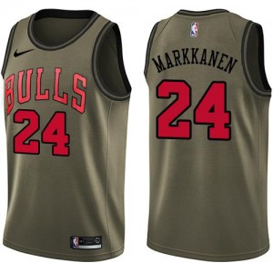 Nike Maillots De Basket Markkanen Chicago Bulls #24 Salute to Service vert Enfant